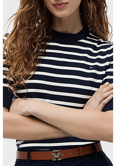 Tommy Hilfiger Pamuklu Kısa Kollu Kazak Kadın Kazak Ww0ww49705 0a5 Mavi-beyaz