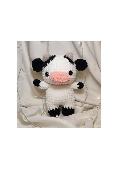 El Yapımı Tek Parça Tığ İşi Peluş: İnek Amigurumi Çok Renkli