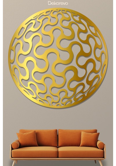 Abstract Daire Metal Duvar Tablosu - Metal Duvar Sanatı - Altın - 30 X 30 Cm