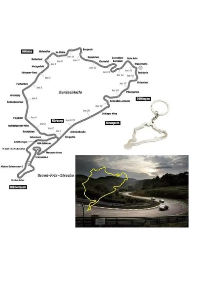 Schulzz Eu Nürburgring Pist Haritası Şeklinde Anahtarlık