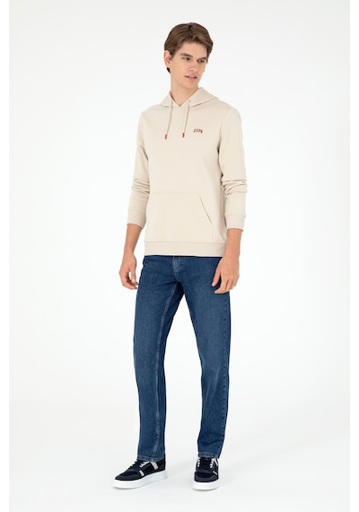 U.S. Polo Assn. Erkek Kapüşonlu Taş Basic Şardonlu Sweatshirt 50295176-VR049