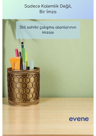 Kalemlik Masa Kalemliği Organizer Kalemlik Altın Eskitme Renk Model 81 Çok Renkli