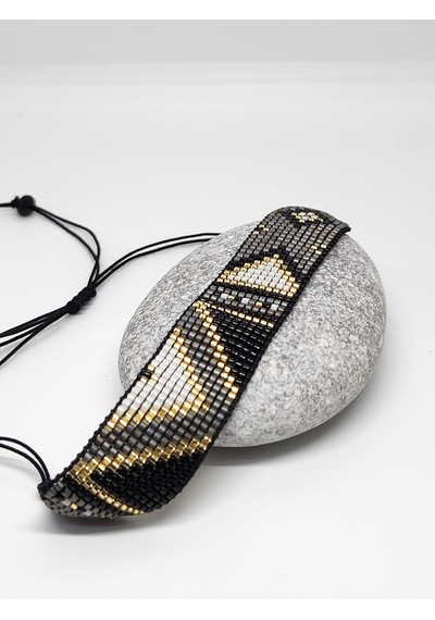Harmel Jewelry Miyuki Gri Siyah Gold Dokuma Bileklik Çok Renkli