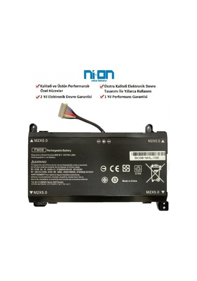 Nion Hp Omen 17-an005nt 2bu46ea Uyumlu Notebook Batarya Pil 12 Pinli