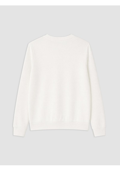 Lcwaıkıkı Classic Beyaz Bisiklet Yaka Kabartma Baskılı Erkek Sweatshirt