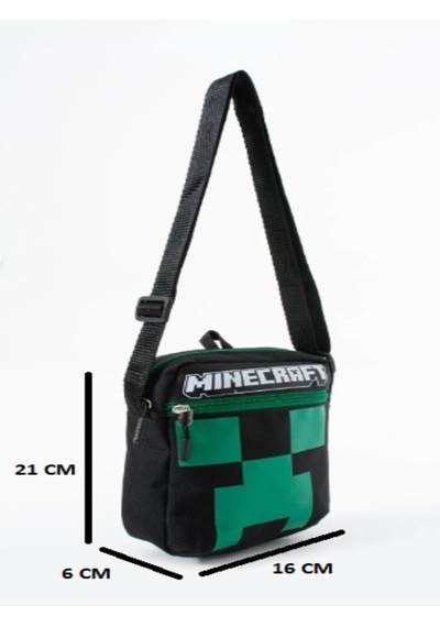 Aoteman Trg Minecraft Creeper Çocuk Omuz Çantası 3 Bölmeli Su Geçirmez Kumaş 21 16 6 Cm Siyah - Yeşil