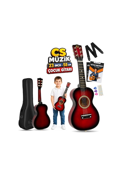 Fourtune Loki T-80RD 6 Telli Kırmızı Çocuk Gitarı Gerçek Ağaç