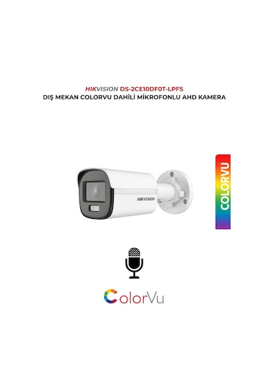 Colorvu Mikrofonlu Güvenlik Kamerası Ds-2ce10df0t-lpfs