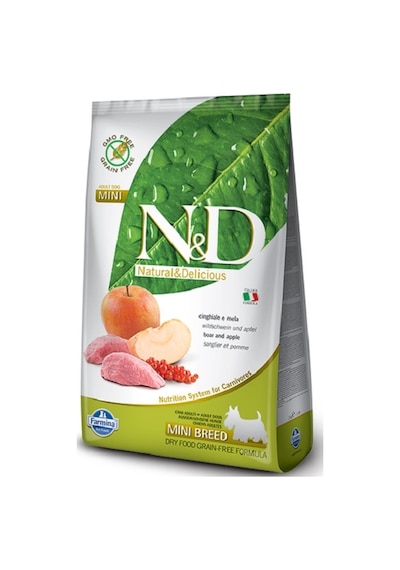 N&D Yaban Domuzlu ve Elmalı Tahılsız Küçük Irk Yetişkin Köpek Maması 2.5 KG