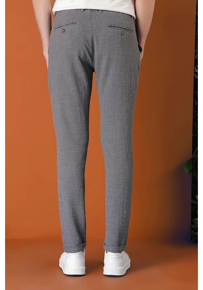 Efor Comfort Fit Beli Lastikli Pötikareli Casual Füme Pantolon P 1149 Füme