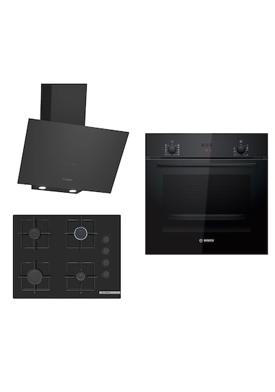 Bosch HBF512BB1T - POP7C6P30O - DWK64PJ60T Siyah Ankastre Set