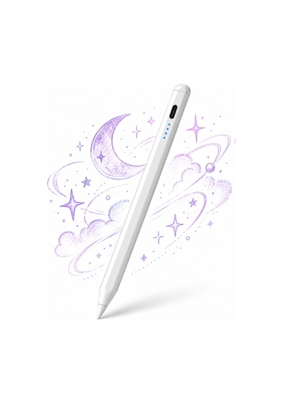 Samsung Galaxy A11 Plus X230 Uyumlu Type-c Şarjlı Aktif Stylus Dokunmatik Ekran Kalemi Not & Çizim Beyaz
