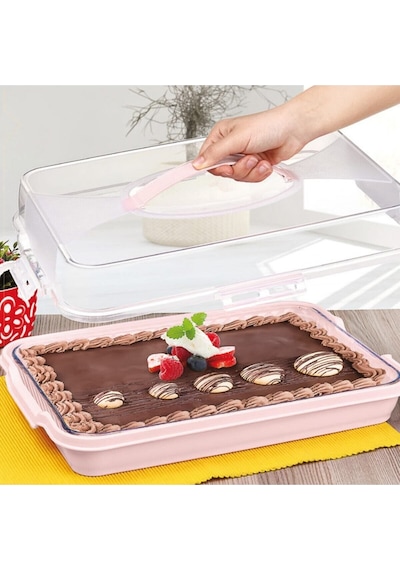 Büyük Boy Kek Kabı Tatlı Saklama Kabı Borcam Kabı 44,5 Cm X 31 Cm X 10,5 Cm Plastik Çok Renkli Diğer
