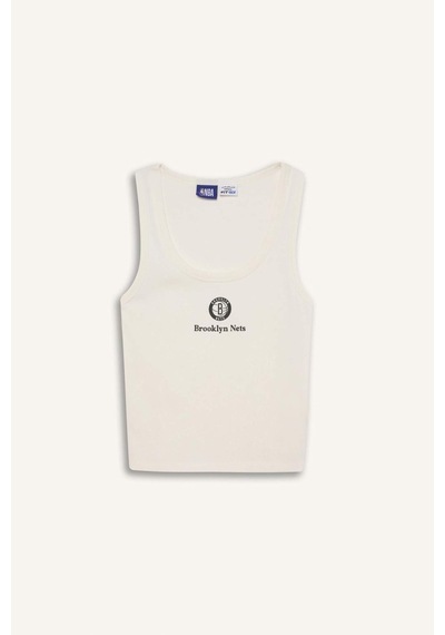 DeFactoFit NBA Brooklyn Nets Slim Fit Dar Kesim U Yaka Ribana Sporcu Atlet E2358AX25SMER105