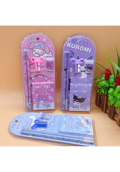 Sanrio Kuromi Cinnamoroll Kuromi Kırtasiye Seti 12 Parça Kuromi Kırtasiye Seti Mavi