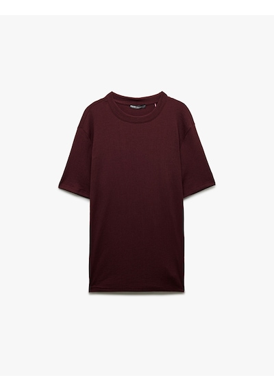 Koton Bisiklet Yaka Regular Fit Kısa Kollu Basic Tişört Bordo 5sam10065hk Bordo