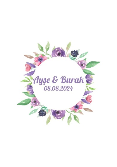 Kış Temalı Oval Çiçekli Etiket Kına Nişan Düğün 3x3 Cm Özel Etiket / 50 Adet Sticker Beyaz