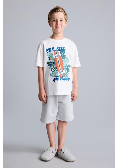 Defacto Regular Fıt Baskılı 2li Ecru Pijama Takımı Erkek Çocuk H8045a826hser105 Ekru-er105
