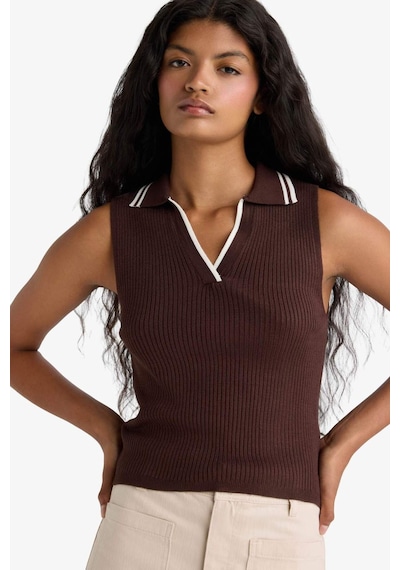 Defacto Fitted Polo Yaka Triko Atlet F7770ax25aubn250 Kahve