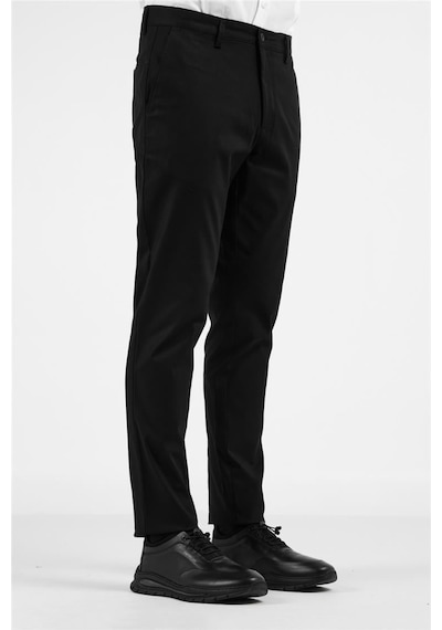 İmza Siyah Yan Cep Düz Paça Pamuklu Comfort Fit Chino Casual Pantolon 1003255167 Siyah
