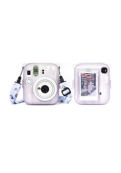 Instax Mini 13 Lila Fotoğraf Makinesi Simli Pleksi Kılıf Ve 10'lu Film Hediye Seti