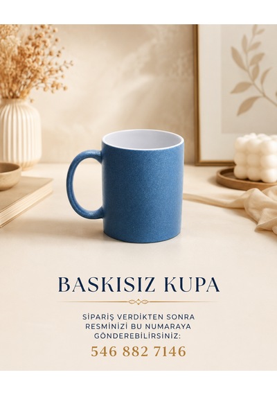 Simli Kişiye Özel Baskılı Kupa-4 Farklı Renk Seçeneği Mavi