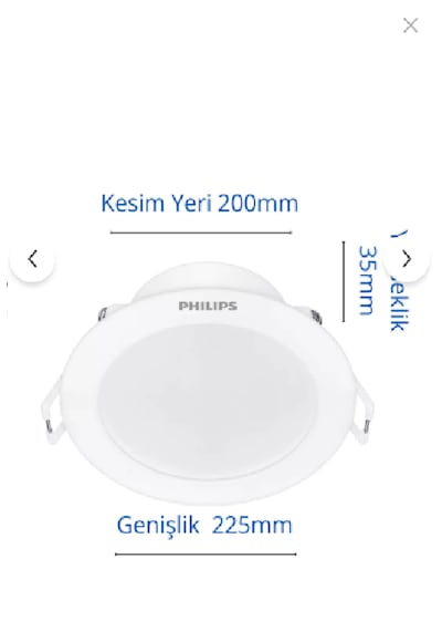 Philips Eridani Dl190b 23w 200mm Delik Çapı 6500k Beyaz Işık 2000 Lümen Spot Beyaz