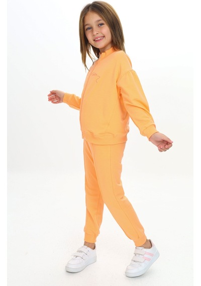Toontoy Kids Toontoy Kız Çocuk Trend Nakışlı Eşofman Takım Turuncu