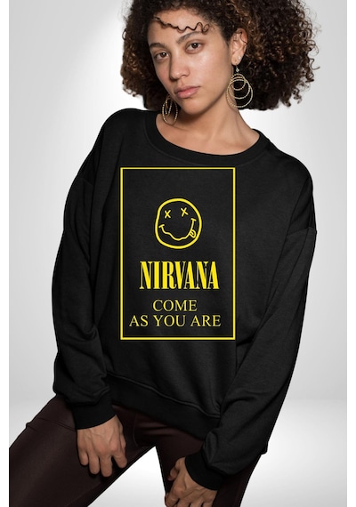 Nirvana Müzik Grubu Unisex Siyah Sweatshirt Siyah