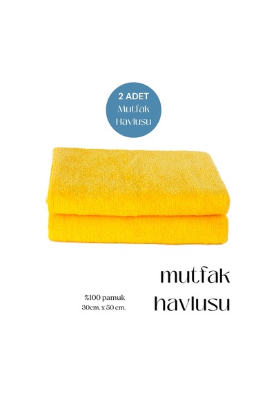 2 Adet Mutfak Havlusu El Yüz Havlusu Sarı