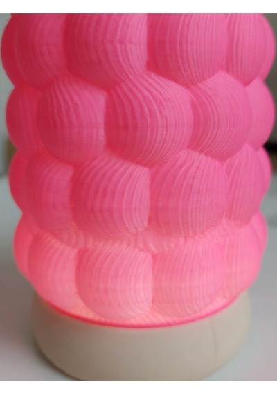 Dalgalı Kabartmalı Silindir Lamba Pembe - 3d Baskı Fütüristik Gece Lambası Pembe