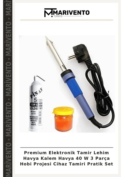 Premium Elektronik Tamir Lehim Havya Kalem Havya 40 W 3 Parça Hobi Projesi Cihaz Tamiri Pratik Set