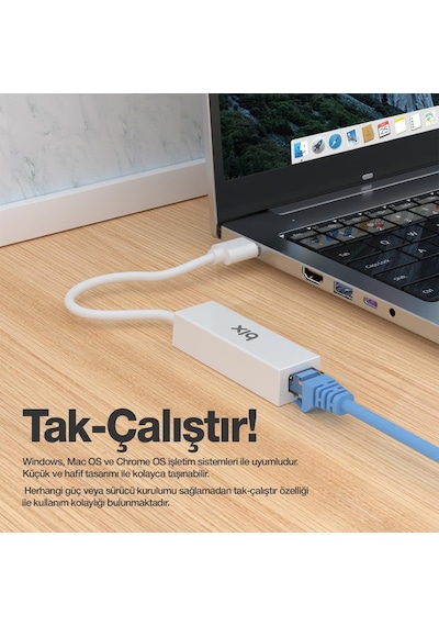 Bix ADP-10 USB 2.0 To Rj45 100 Mbps Ethernet Dönüştürücü Adaptör