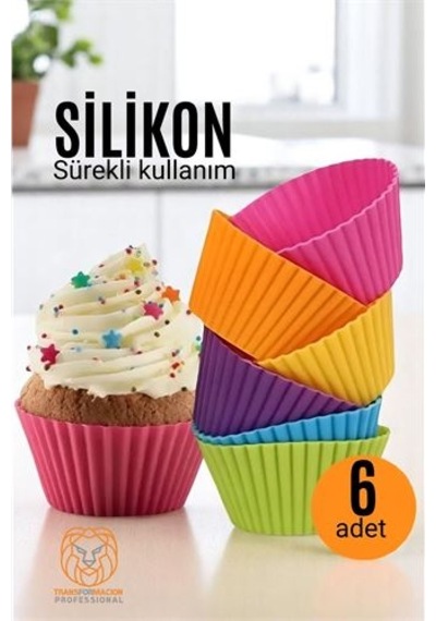 Silikon Muffin Kalıbı - Sürekli Kullanım Muffin Kek Kalıbı 6 Adet