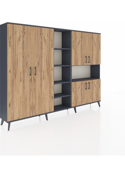 Arges Dolap 13 Raflı 6 Kapaklı 220x30x163 Antrasit-çam/antrasit Atlas Çam/antrasıt - Antrasıt Arges Dolap 13 Raflı 6 Kapaklı 220x30x163 Antrasit-çam/antrasit Atlas Çam/antrasıt - Antrasıt