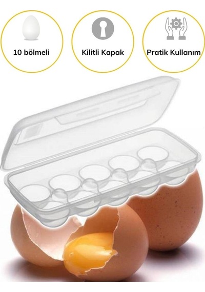 10 Bölmeli Kilitli Kapaklı Yumurtalık Saklama Kutusu Yu110 5680 Diğer