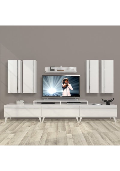 Decoraktiv Ekoflex 8d Mdf Retro Tv Ünitesi Tv Sehpası Beyaz