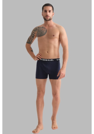 Vien&Karl Erkek Lacivert 9'lu Paket Düz Likralı Boxer Şort