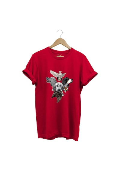 Hunting Avcılık Pointer Çulluk Setter Baskılı %100 Pamuk Regular Fit Unisex T-shirt Kırmızı