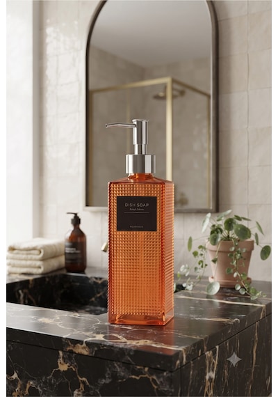 Premium Dokulu Cam Sıvı Sabunluk 500ml - 23 X 7 X 7 Cm Turuncu
