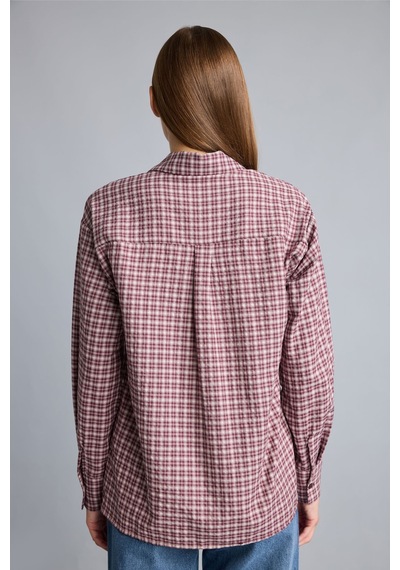 Defacto Regular Fit Klasik Yaka Kareli Flanel Uzun Kollu Gömlek F9082ax26aubr98 Bordo-br98