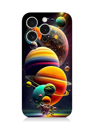 Apple Uyumlu iPhone 15 Pro Silikon Kılıf Gezegenler Ve Büyük Patlama