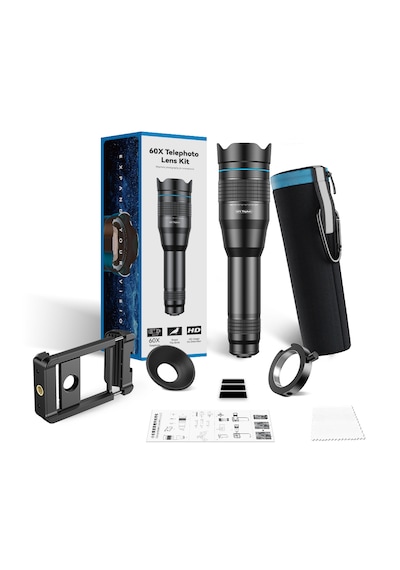 Apexel Klasik Mobil Süper 60x Akıllı Telefon Telefoto Lens Kiti Tanımlandığı Gibi