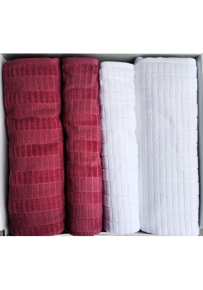 Land Beyaz-pembe Best Set Hamam Takımı Beyaz