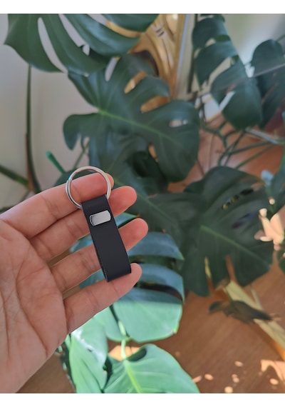 Minimal Hakiki Deri El Yapımı Ev Araba Anahtarlığı Siyah