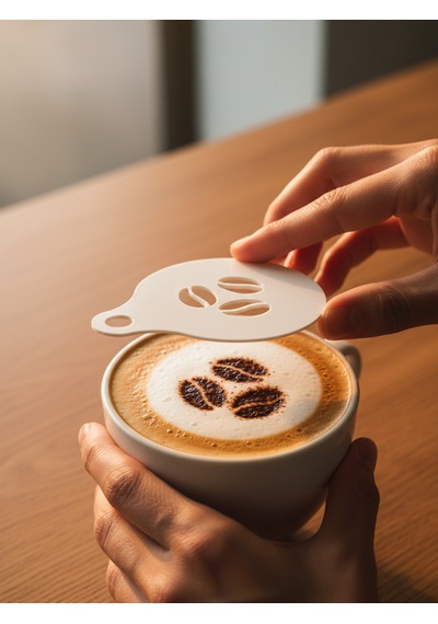 Kahve Şablonu Coffee Stencil Kahve Süsleme Aparatı Kalıbı Barista Desen Seti Beyaz