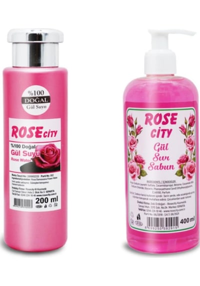 Rosecity Doğal Gül Suyu 200 ML + Rosecity Gül Özlü Sıvı Sabun 400 ML