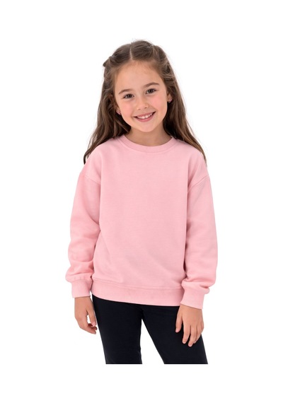 Zuzunga Kız Çocuk Basic Düz Pudra Renk Fırçalı Pamuk Sweatshirt