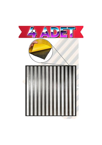 4 Adet 68cmx68cm Yapışkanlı Gri Sünger Akustik Duvar Paneli Kağıdı Sticker Ofis Salon Otel Nw189 Gri & Siyah
