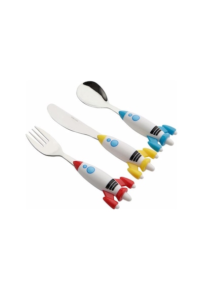 Porland Mini Rocket Çocuk Çatal Kaşık Bıçak Takımı 3 Parça